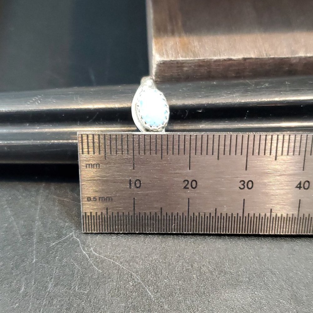 Size 5.75 Sterling Silver Native Style Blue Aventurine Stone Ring - Picture 6 of 7